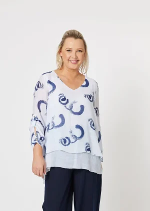 Tops|Tops>Clarity Abstract Print Layered Tunic Size 14