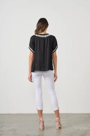 Blouses|Caju>Caju Applique Beadwork u0026 Neck Tie Blouse