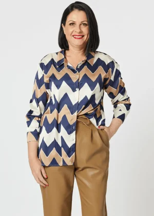 Hammock & Vine|Shirts Edit>Hammock u0026 Vine Bella Print Satin Shirt