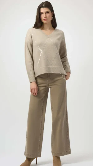 Pants Edit|Jeans>Joseph Ribkoff Best Bookers Classic Wide Leg Pull-On Jeans - Fawn 254919