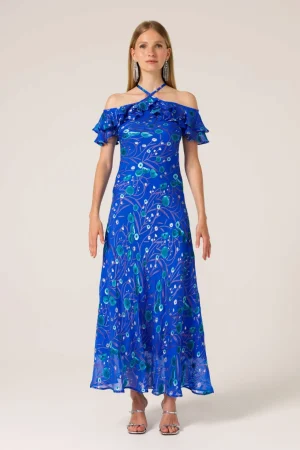Maxi Dresses|Sacha Drake>Sacha Drake Blue Bird Bias Dress - Periwinkle Poppy
