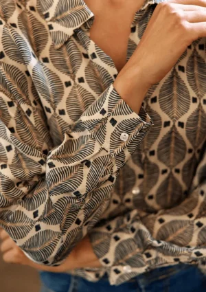 Blouses|Lauren Vidal>Lauren Vidal Bold Print Blouse - Palme