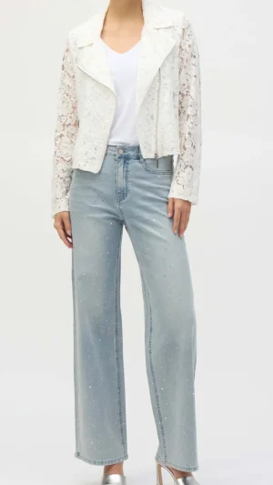 Pants Edit|Jeans>Joseph Ribkoff Bon Voyage Wide Leg Stretch Jean With Crystals 252916 Size 8