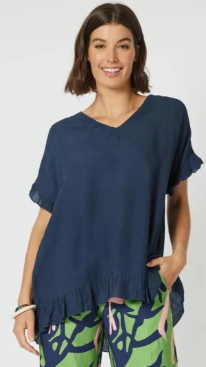 Tops|Tops>Clarity Button Back Top - Navy