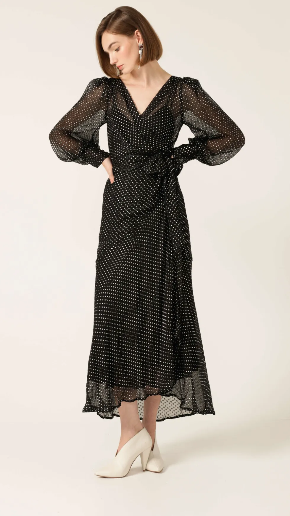 calais-wrap-dress-black-u0026-PKeBCzHz-0.webp Wrap Dresses|Sacha Drake>Sacha Drake Calais Wrap Dress Black u0026 Cream Soft Spot