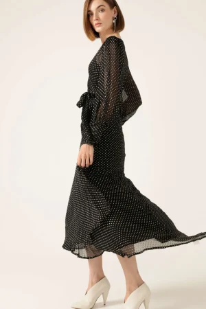 Wrap Dresses|Sacha Drake>Sacha Drake Calais Wrap Dress Black u0026 Cream Soft Spot