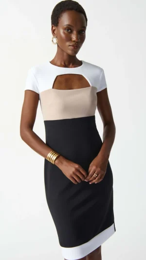Maxi Dresses|Knee Length Dresses>Joseph Ribkoff Casablanca Colour Block Sheath Dress 242156
