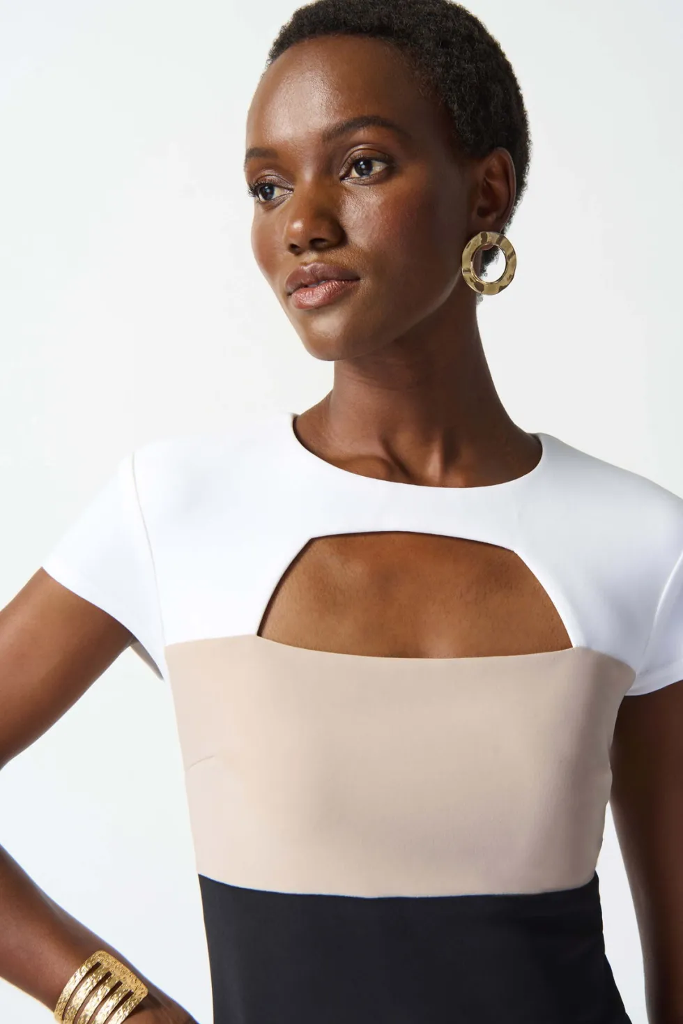 casablanca-colour-block-sheath-QuTkumZw-1.webp Maxi Dresses|Knee Length Dresses>Joseph Ribkoff Casablanca Colour Block Sheath Dress 242156