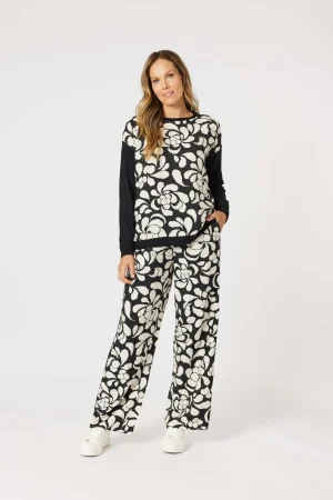 Knitwear|Hammock & Vine>Hammock u0026 Vine Casablanca Floral Print Knit - Black/Chalk