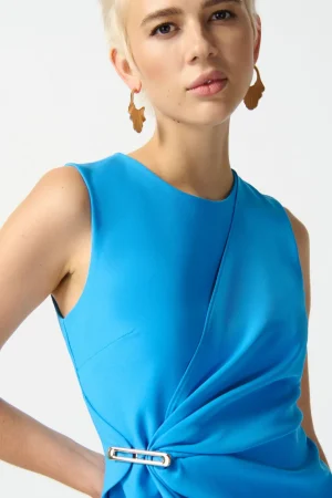 Maxi Dresses|Knee Length Dresses>Joseph Ribkoff Casablanca Lux Twill Sheath Dress - French Blue Dress 242151 Size 8