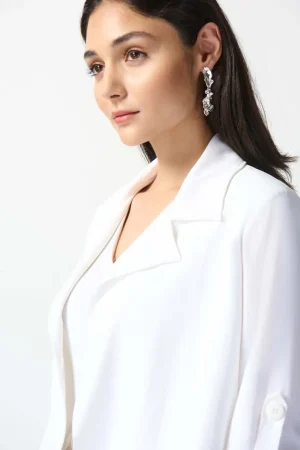 Jackets|Joseph Ribkoff>Joseph Ribkoff Casablanca Woven Boxy Cover Up - Vanilla 242059