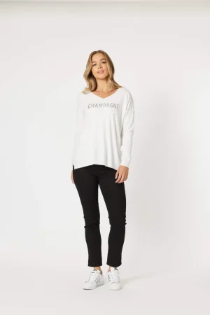 Knitwear|Threadz>Threadz Champagne Knit - White Size 10