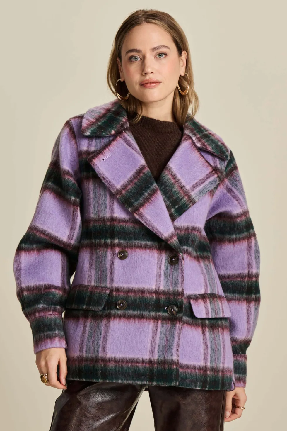 checks-lavender-over-sized-coa-COcbKnCN-0.webp Jackets|POM Amsterdam>POM Amsterdam Checks Lavender Over-sized Coat
