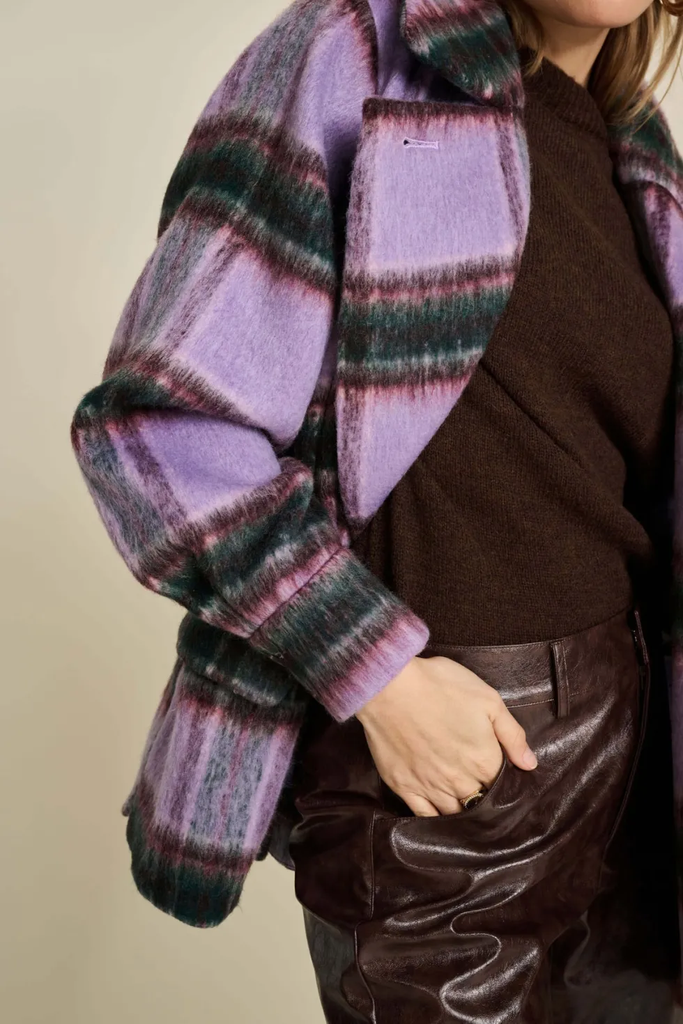 checks-lavender-over-sized-coa-COcbKnCN-2.webp Jackets|POM Amsterdam>POM Amsterdam Checks Lavender Over-sized Coat