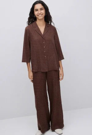 Pants Edit|Yerse>Yerse Chocolate Tencel Wide Leg Pant