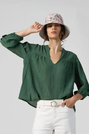 Tops|Tops>Madly Sweetly Chroma Blouse - Palm Green
