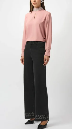 Pants Edit|Jeans>Joseph Ribkoff City Line Classic Wide Leg Stretch Denim Jeans - Charcoal Grey 253988