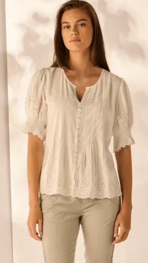 Tops|Tops>Lania Clover Shirt - White