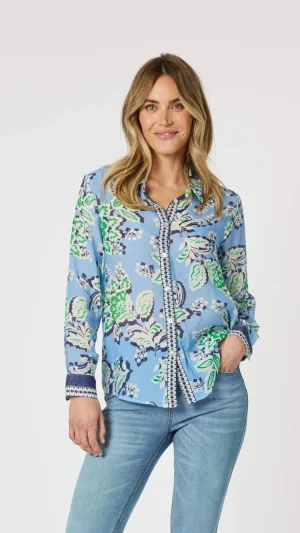 Gordon Smith|Women's Work Dresses & Work Wear>Gordon Smith Coastal Print Shirt Size 8