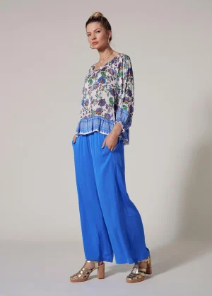 Pants Edit|Dress Pants>Loobies Story Corfu Blue Luxe Pant