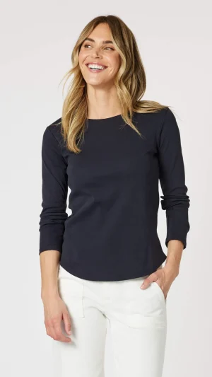 Tops|Tops>Gordon Smith Crew Neck Long Sleeve Top - Navy