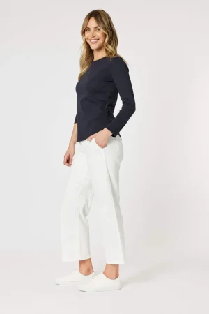 Tops|Tops>Gordon Smith Crew Neck Long Sleeve Top - Navy