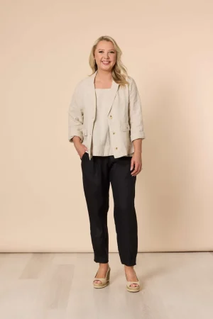 Jackets|Gordon Smith>Gordon Smith Danielle Linen Cropped Blazer - Natural