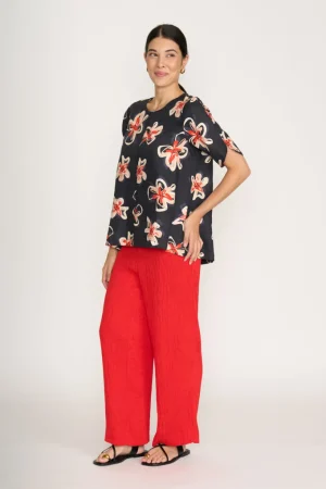 Tops|Tops>Foil Delightful Top - Flower Doodle