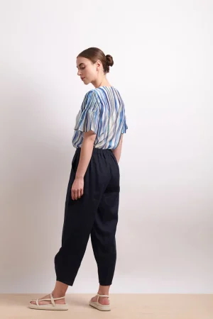 Sleeved Dresses|Blouses>Neris Draw The Line Blouse - Azure Stripe