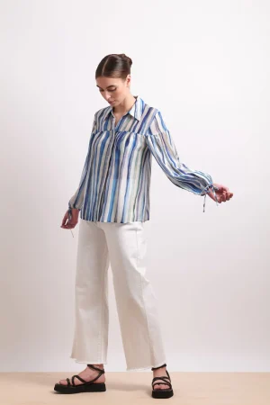 Shirts Edit|Neris>Neris Draw The Line Shirt - Azure Stripe