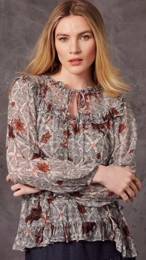 Blouses|Loobies Story>Loobies Story Fearless Ruffle Top - Bone Size 10