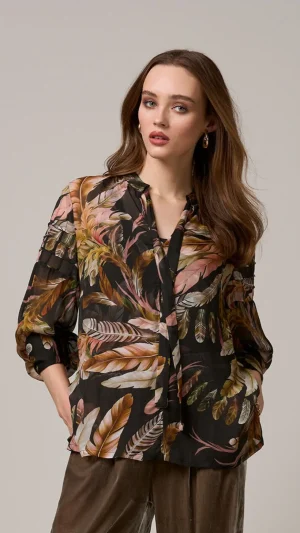 Blouses|Loobies Story>Loobies Story Featherington Blouse - Black Multi