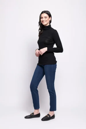 Knitwear|FOIL>Foil Fine Merino Polo Neck Knitted Top - Black