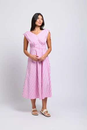 Midi Dresses|FOIL>Foil Flip It Sun Dress - Pink Check