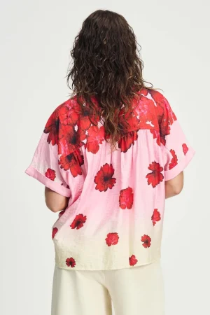 Blouses|POM Amsterdam>POM Amsterdam Flower Bouquet Blouse - Pink/Red/Butter