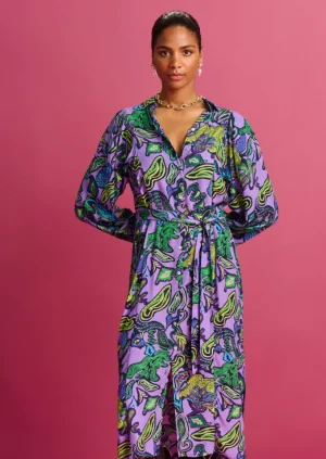 Shirts Edit|Shirt Dresses>POM Amsterdam Full Glow Lilac Midi Dress Size 12