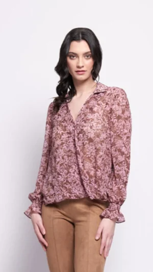 Blouses|FOIL>Foil Gala Twist Blouse - Enchanting Pink