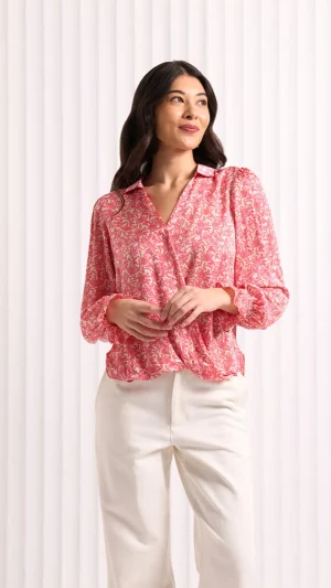 FOIL|Blouses>Foil Gala Twist Blouse - Fresh Cut Pink