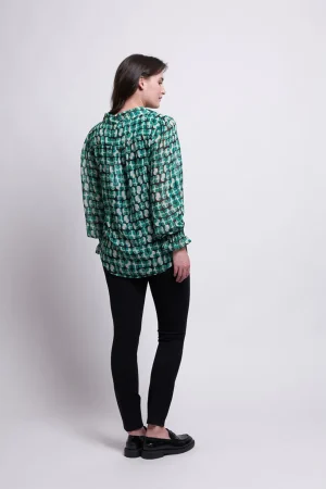 Tops|Tops>Foil Gala Twist Blouse - Lava Green