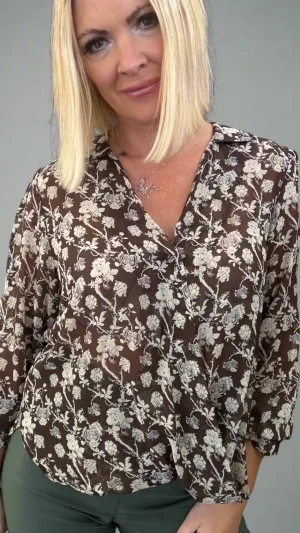 Tops|Tops>Foil Gala Twist Blouse - Ornamental Brown