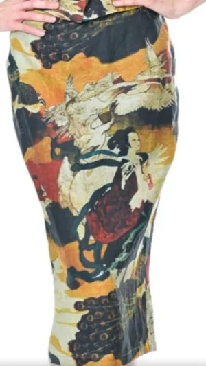 Skirts|Lucky Lasts>Megan Salmon Geisha and Swans Madmen Skirt Size 8/10