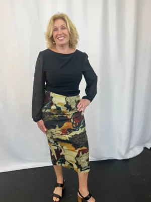 Skirts|Lucky Lasts>Megan Salmon Geisha and Swans Madmen Skirt Size 8/10