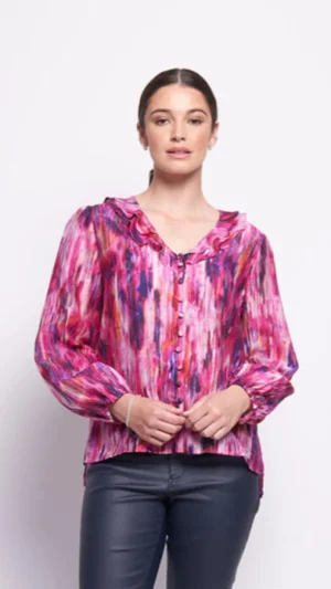 Blouses|FOIL>Foil Get Your Frills Blouse - Illusions Pink Size 10