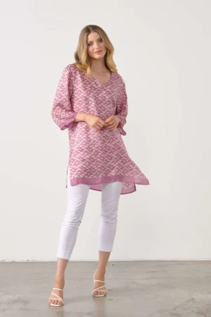 Tops|Tops>Holmes u0026 Fallon Ginko Leaf Tunic - Pink Size 16