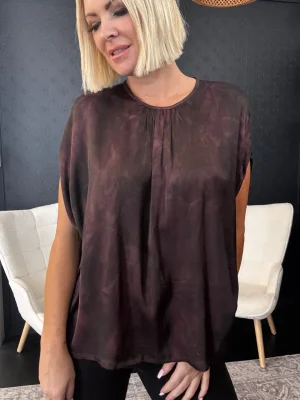 Blouses|Lauren Vidal>Lauren Vidal Greco Blouse - Raisin