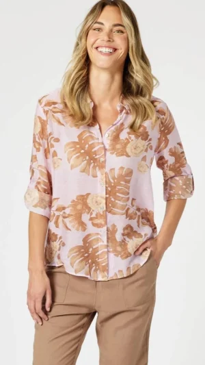 Sleeved Dresses|Blouses>Gordon Smith Haiti Shirt - Pink/Natural