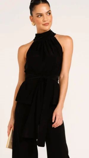 Tops|Tops>Sacha Drake High Neck Tie Top in Black