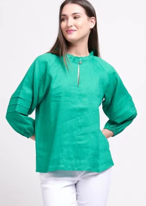 Tops|Tops>Foil In The Fold Top - Vivid Green Size 10