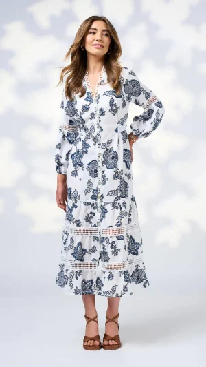 Plus Size - Curves 16-20|Race Day Wear>Loobies Story Indie Midi Dress - Silk White Multi