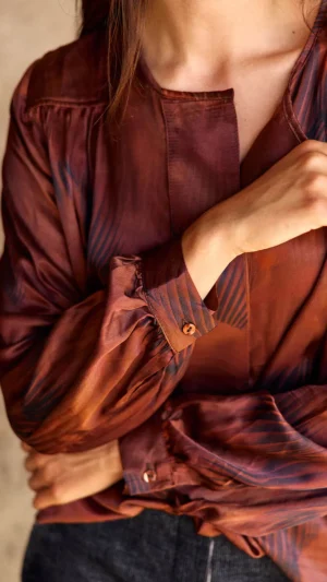 Blouses|Lauren Vidal>Lauren Vidal Irina Blouse  - Havanna